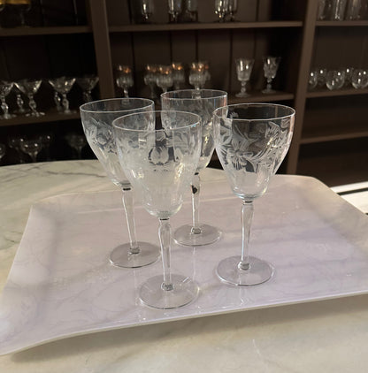 Crystal Etched Water Goblets (Set of 4)